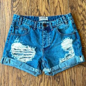 NWOT Women’s teens one x one teaspoon chargers size 25 ripped boho shorts denim